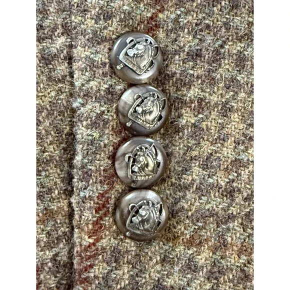 Vintage Lauren Ralph Lauren Brown Wool Houndstooth Equestrian Blazer Size 16W - Picture 4 of 9